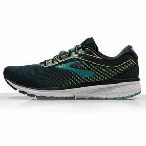 520 V8 Running Shoe Brooks Ghost 12 Men's Running Shoe 2E Wide Fit - Black/Lime/Blue Grass