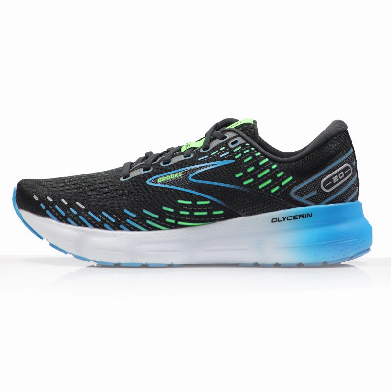 Brooks Glycerin 20 Men's Running Shoe - Black/Hawaiian Ocean/Green Running Shoes For Kids
