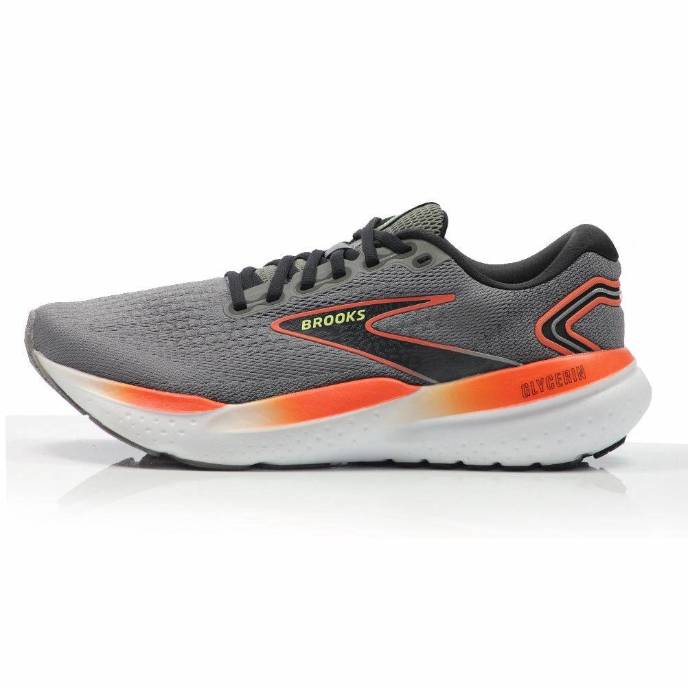 Brooks Glycerin 21 Men's Running Shoe - Grey/Mandarin Red/Green Free Run 2018 Shoes