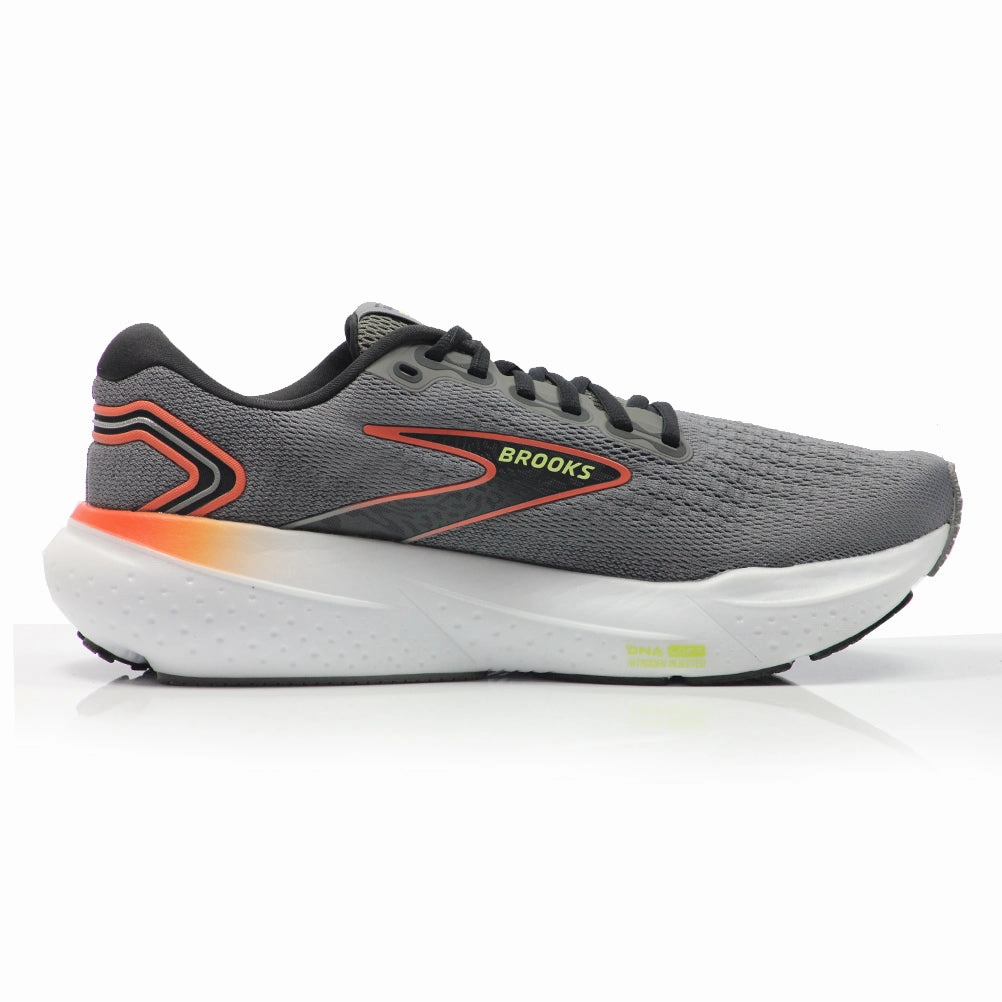 High Foot Arch Running Shoes Brooks Glycerin 21 Men's Running Shoe - Grey/Mandarin Red/Green