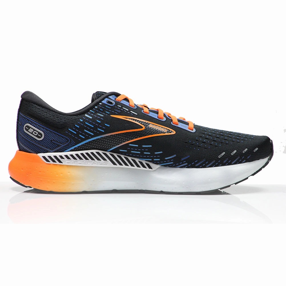 Comfy Running Shoes Brooks Glycerin GTS 20 Men's Running Shoe - Black/Classic Blue/Orange