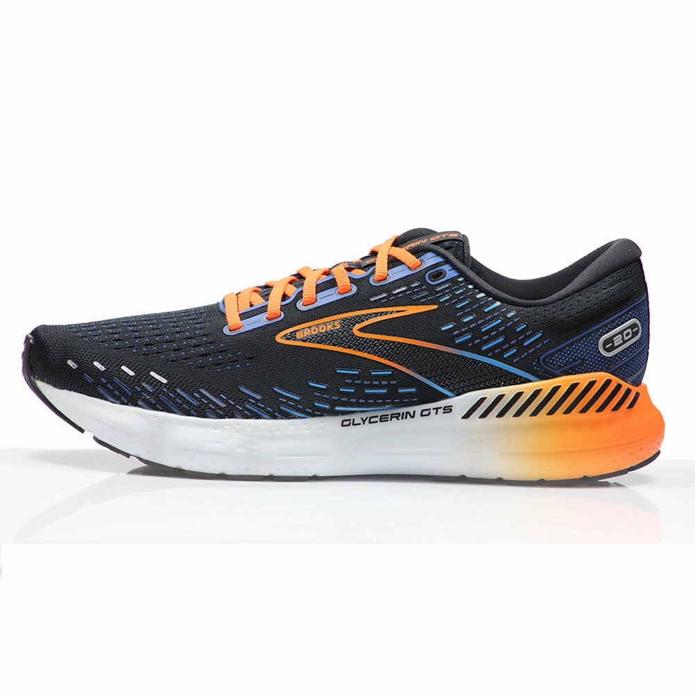 Brooks Glycerin GTS 20 Men's Running Shoe - Black/Classic Blue/Orange Best Gym And Running Shoes