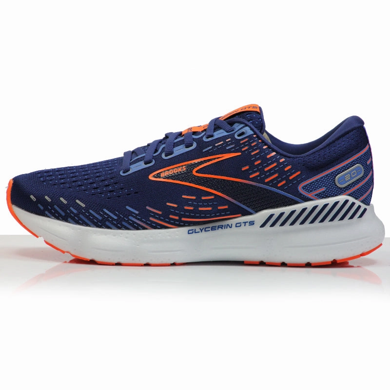 On Cloud Running Shoe Sale Brooks Glycerin GTS 20 Men's Running Shoe - Blue Depths/Palace Blue/Orange