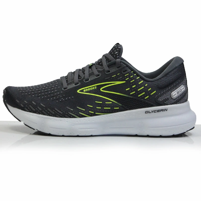 Brooks Glycerin GTS 20 Men's Running Shoe - Ebony/White/Nightlife Running Shoes In Wide