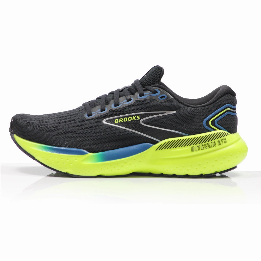Best Neutral Running Shoes Brooks Glycerin GTS 21 Men's Running Shoe - Black/Blue/Nightlife
