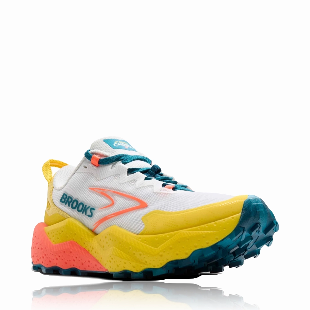 Brooks Women's Caldera 8 Sneaker in Bit of Blue/Quince/Flame Hiking And Trail Shoes