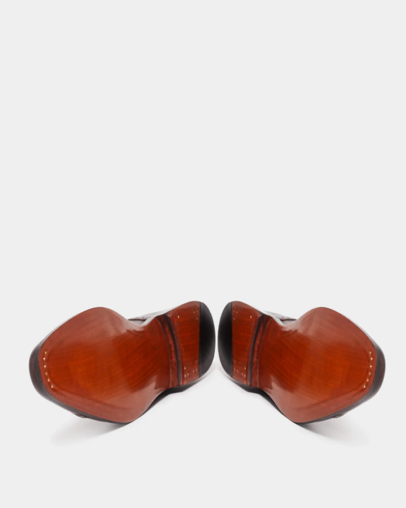 Brown Brogue Oxford Dress Shoe Platform Wedge Oxfords