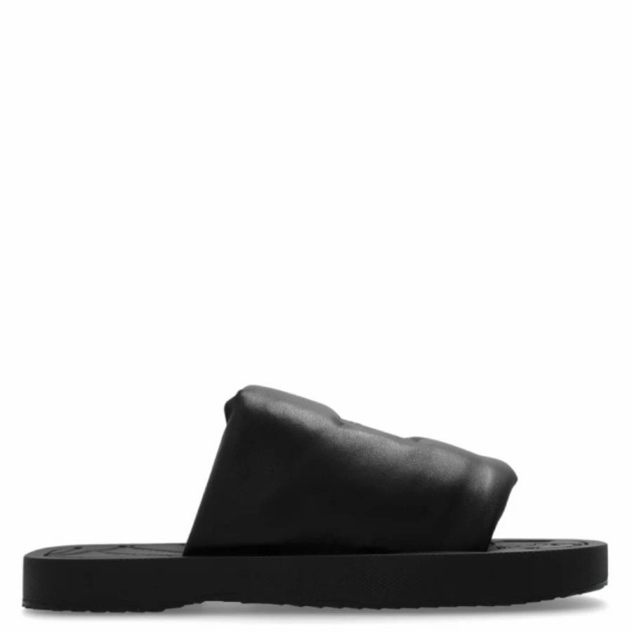 Burberry Knight Motif EKD Slab Leather Slides Comfiest House Slippers
