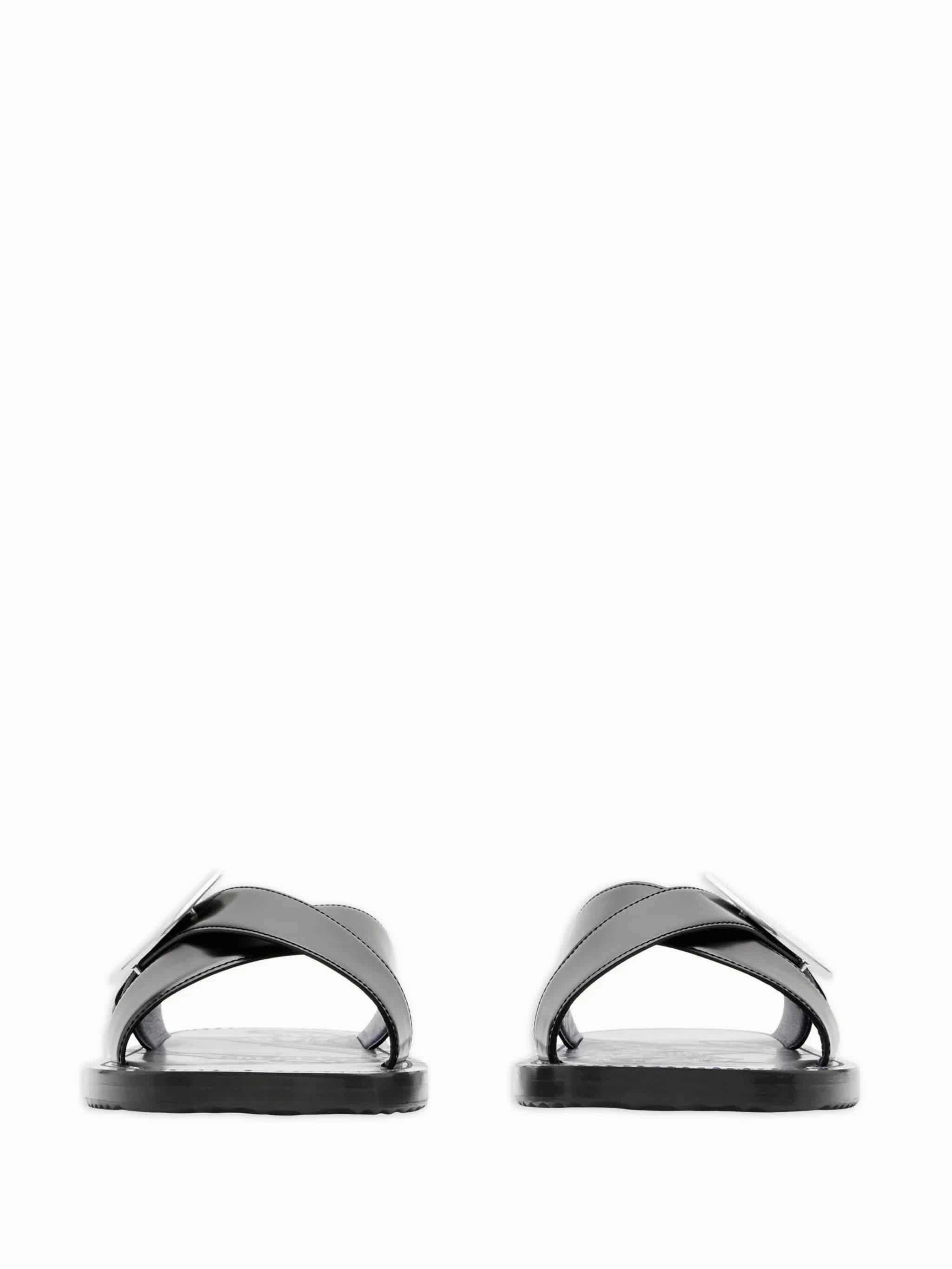 Burberry Strip Shield Leather Slides The Slippers