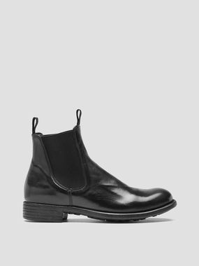 CALIXTE 004 - Black Leather Chelsea Boots Skinny Ankle Chelsea Boots