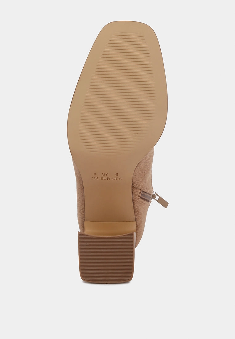 candid high ankle flared block heel boots Ds Knee High Boots