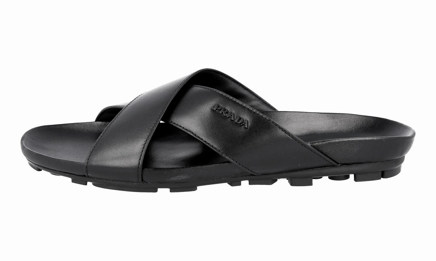 Flat Red Sandals Prada Men's Black Leather Sandals 4X2207
