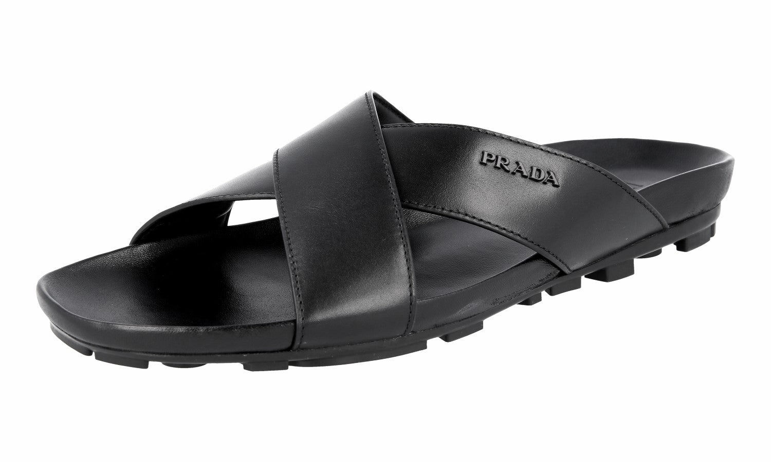 Prada Men's Black Leather Sandals 4X2207 Sandals Pop