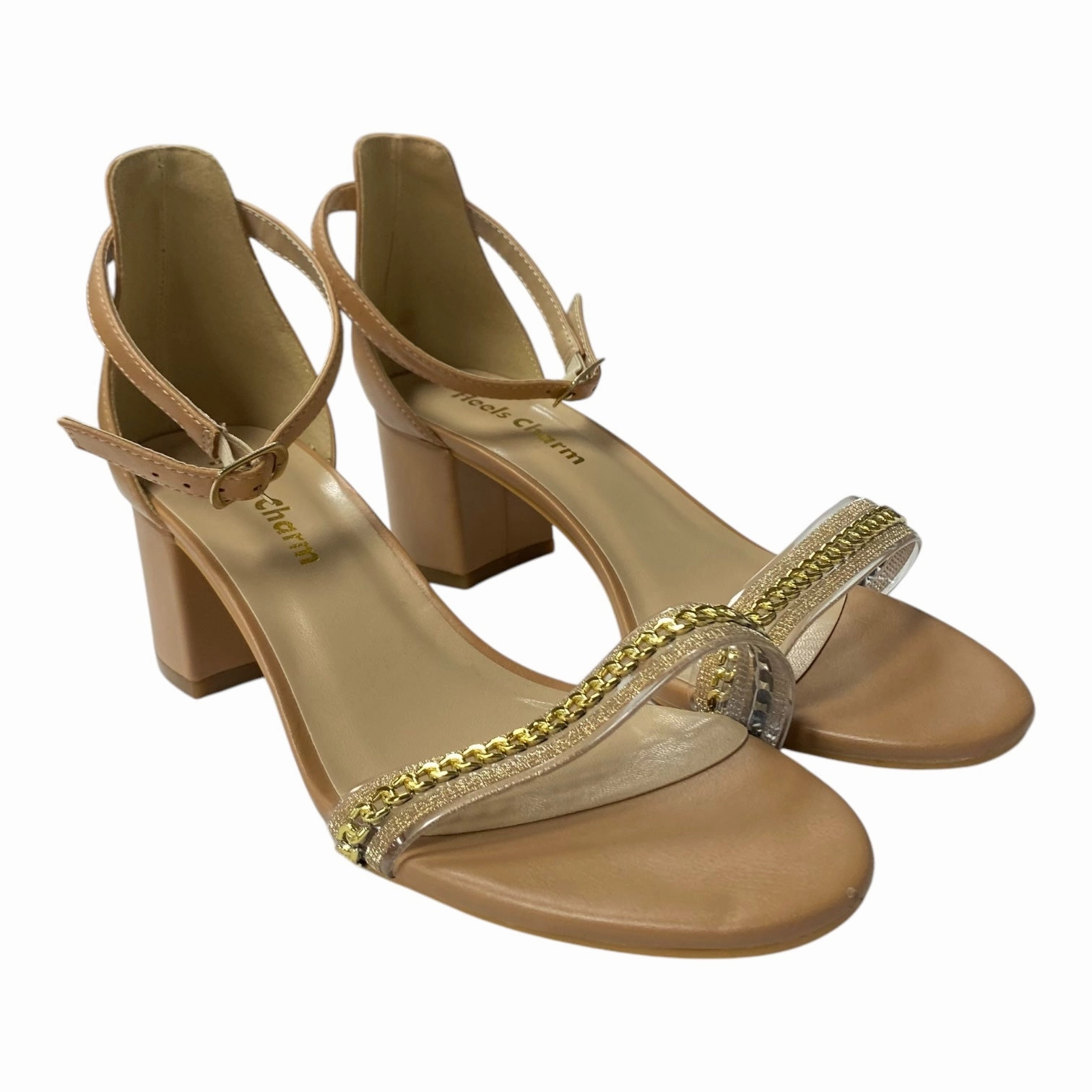 SHOES HEELS BLOCK by Heels charm In TAN, Size: 7 Woman In High Heels