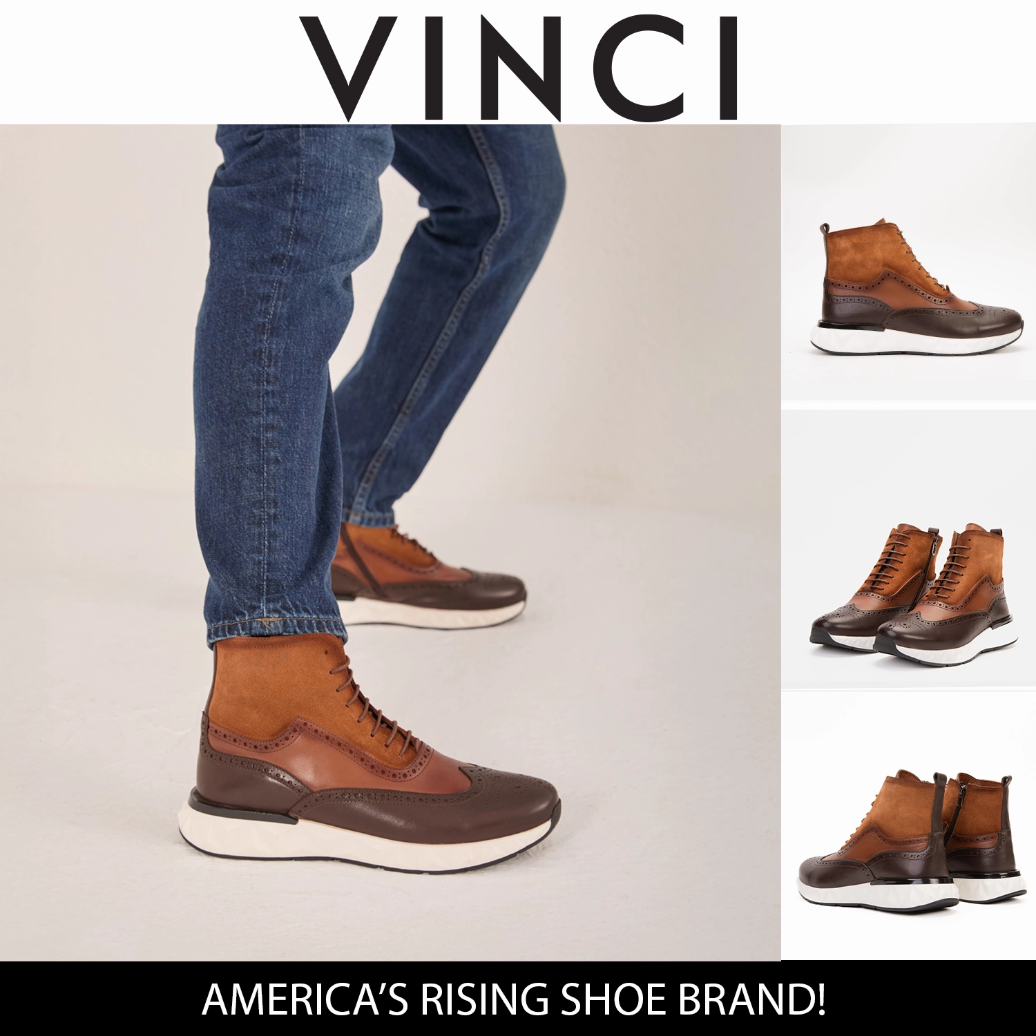 The Regent Brown Leather Wingtip Brogue Men Casual Boot Spurs For Boots