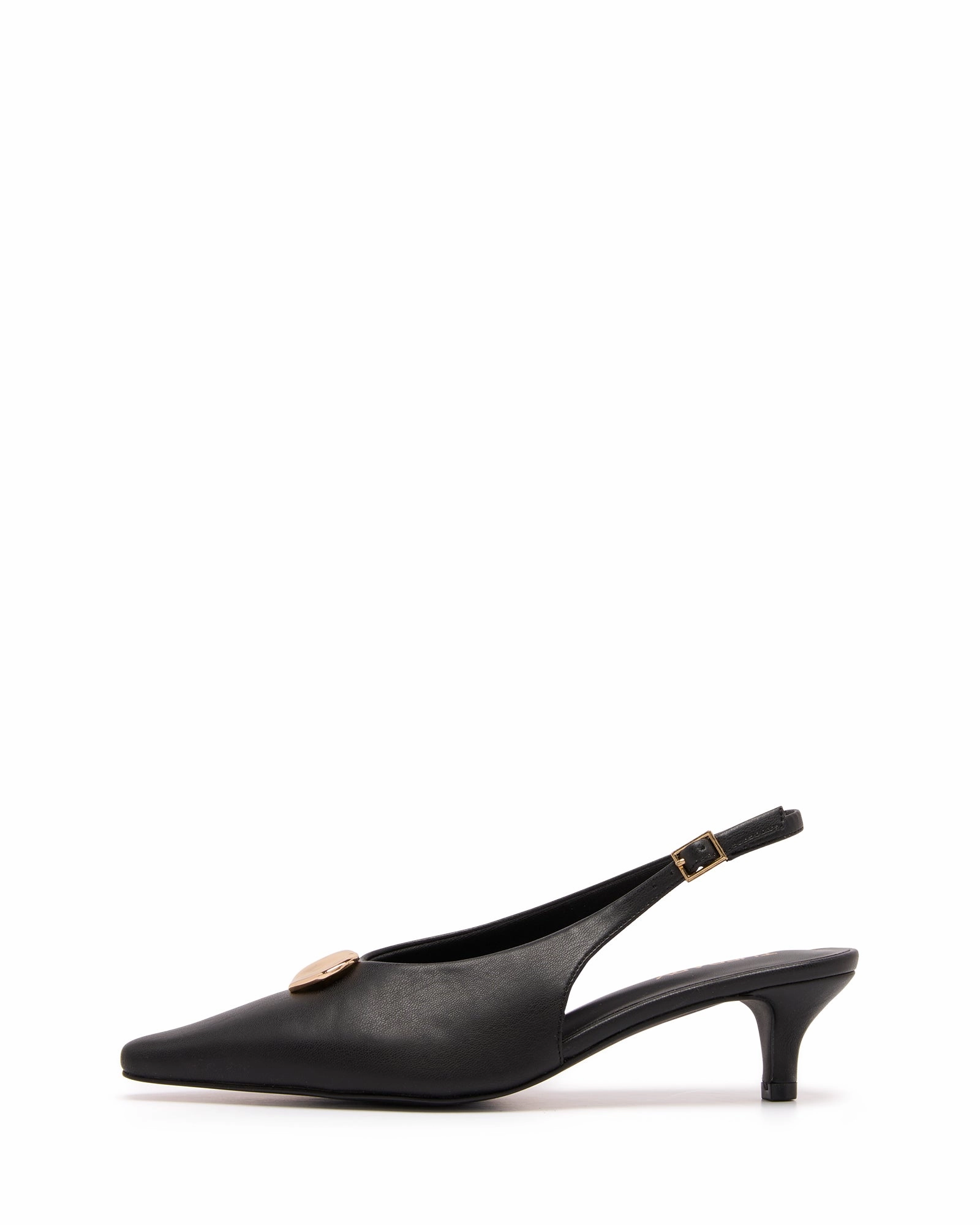 Idina Slingback Heel Black Smooth Open Toe High Heel