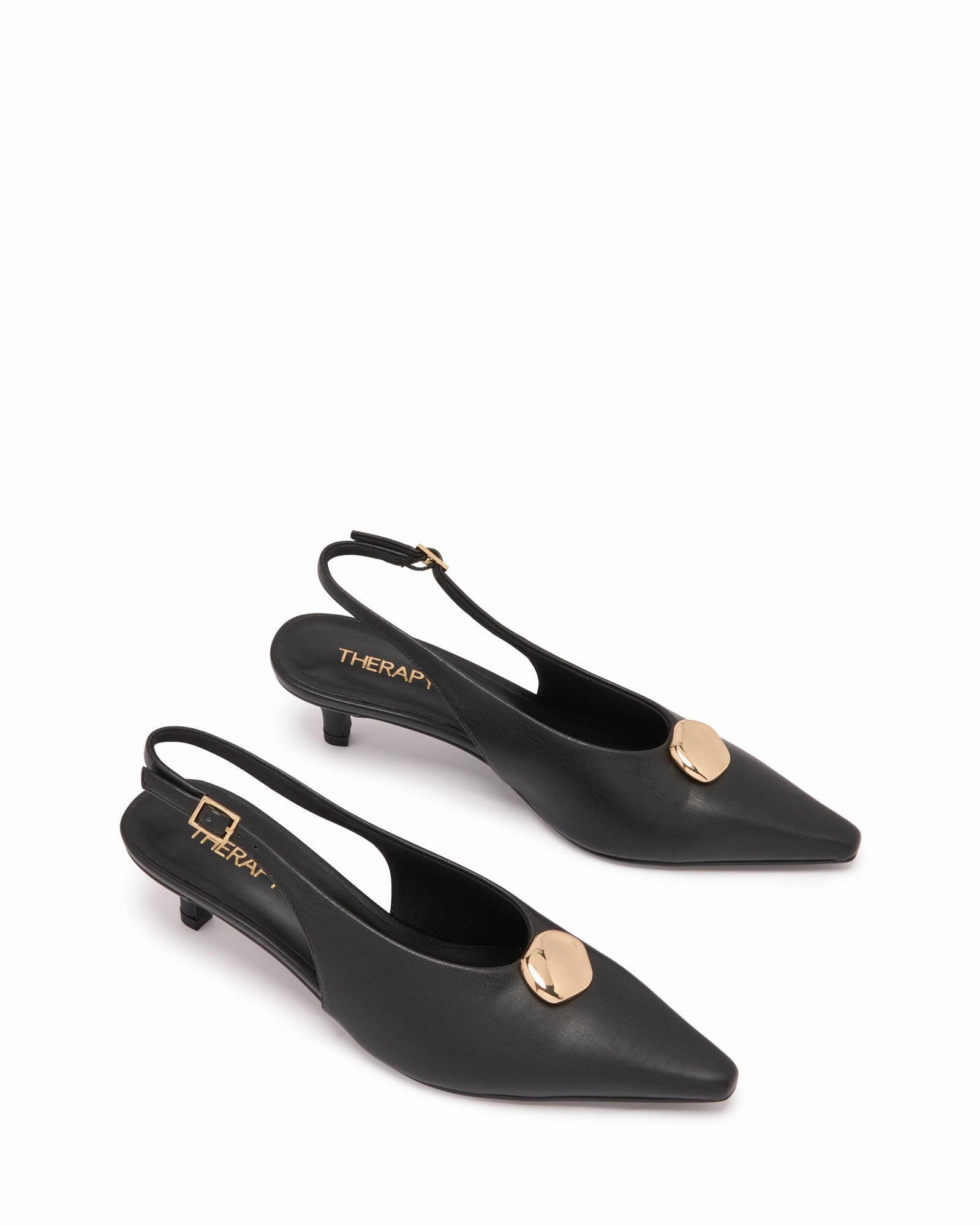 Idina Slingback Heel Black Smooth Bordello High Heels
