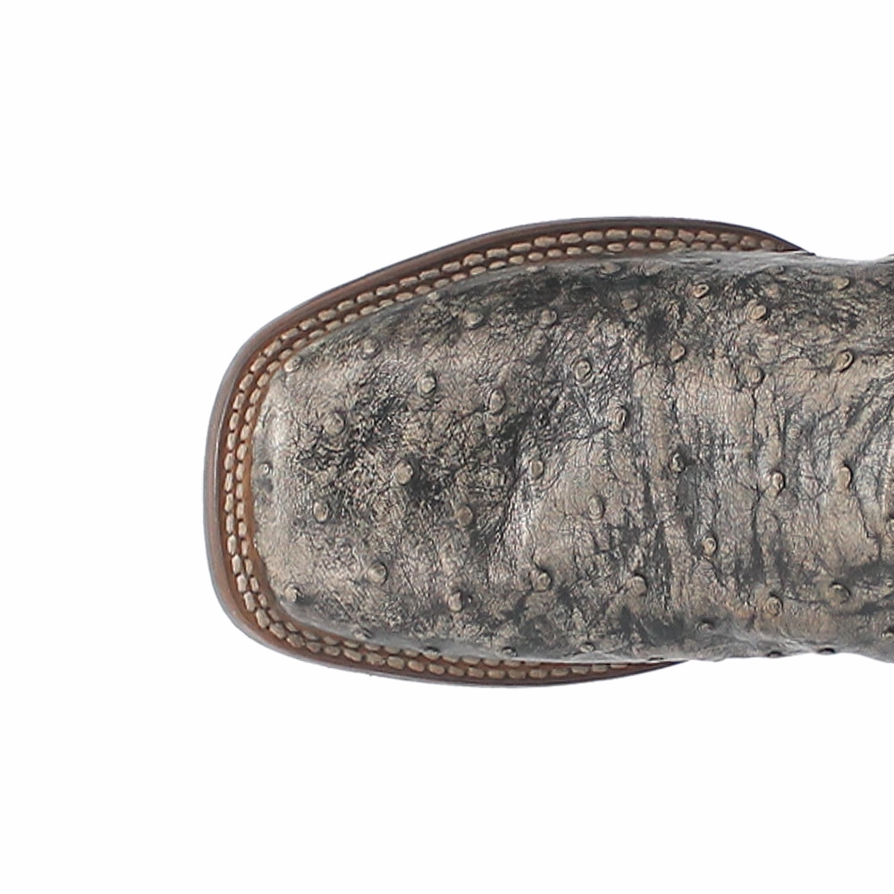 Dillinger Full Quill Ostrich Embroidered Square Toe Cowboy Boot Low Heel Pointed Toe Boots