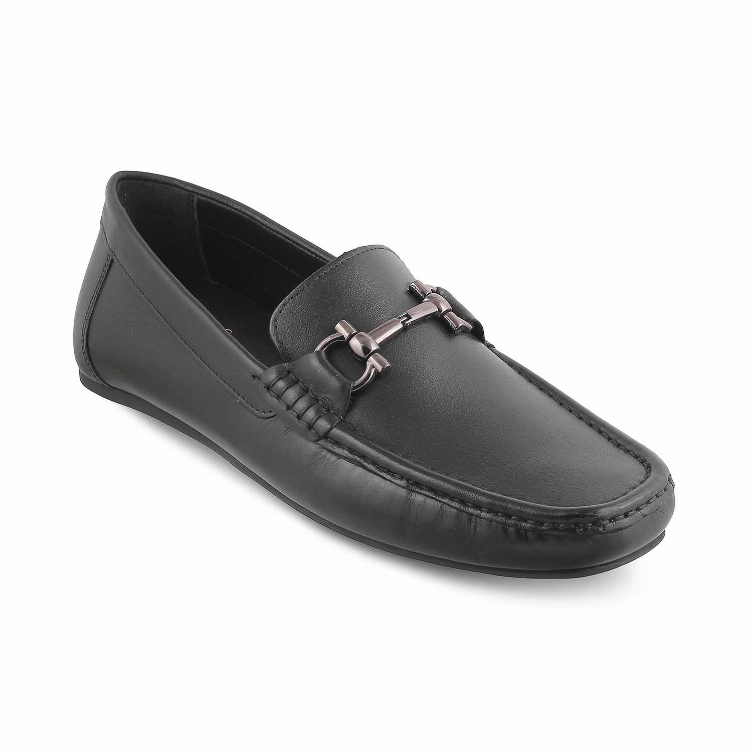 The Milane Black Men's Leather Loafers Tresmode Suit And Loafers