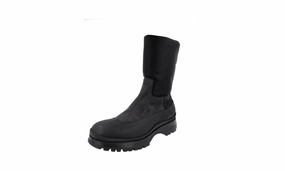 Prada Men's Black Leather Brixxen Boots PI0015 Curves And Combat Boots