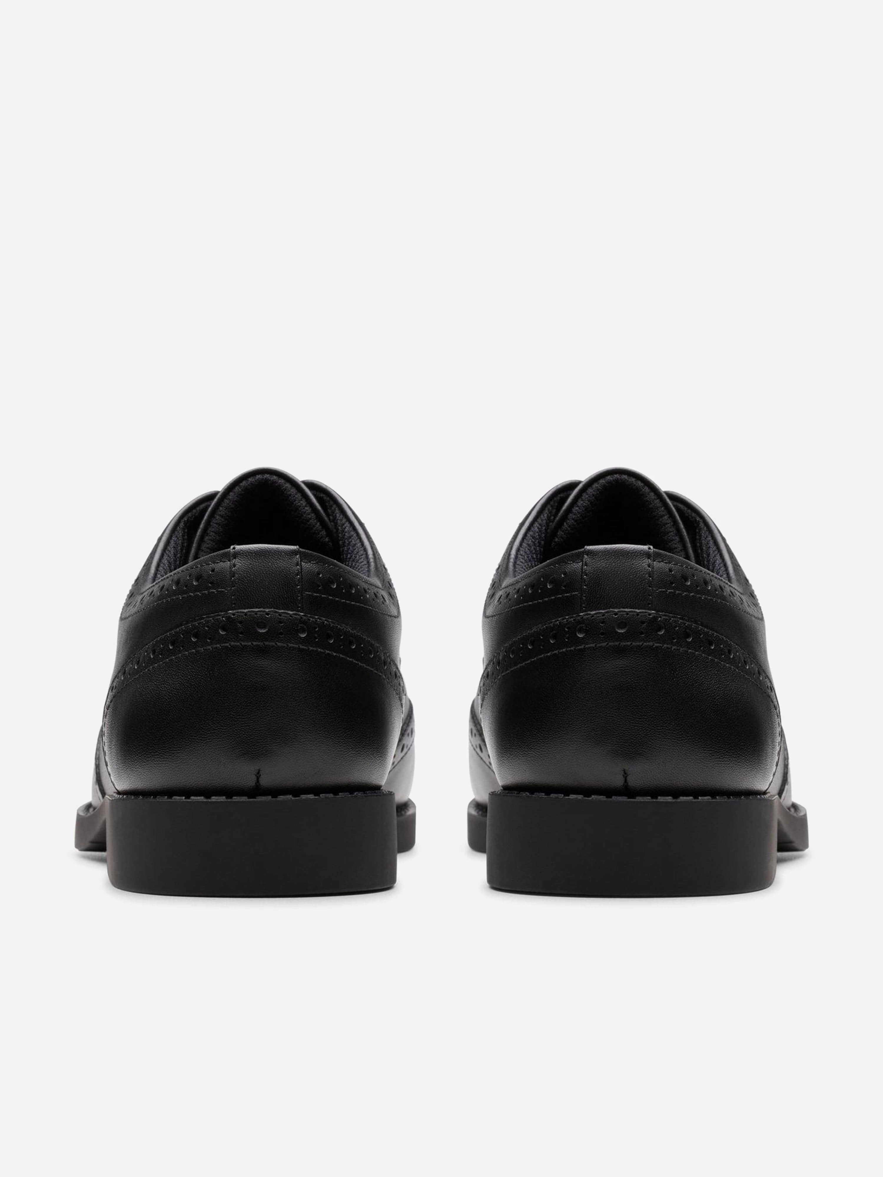 Oxblood Brogue Boots Clarks Boys Leather Tapa Pure Brogues in Black