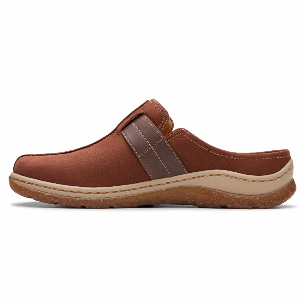 Brown Chunky Clogs Clarks Orlene British Tan Nubuck Clog (Women's)