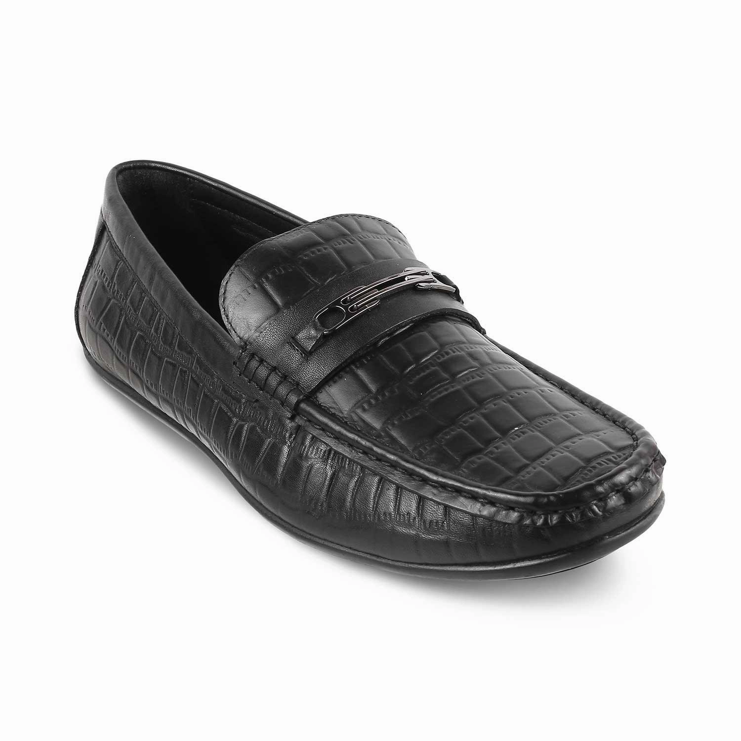 The York Black Men's Leather Driving Loafers Tresmode Loafers St Louis