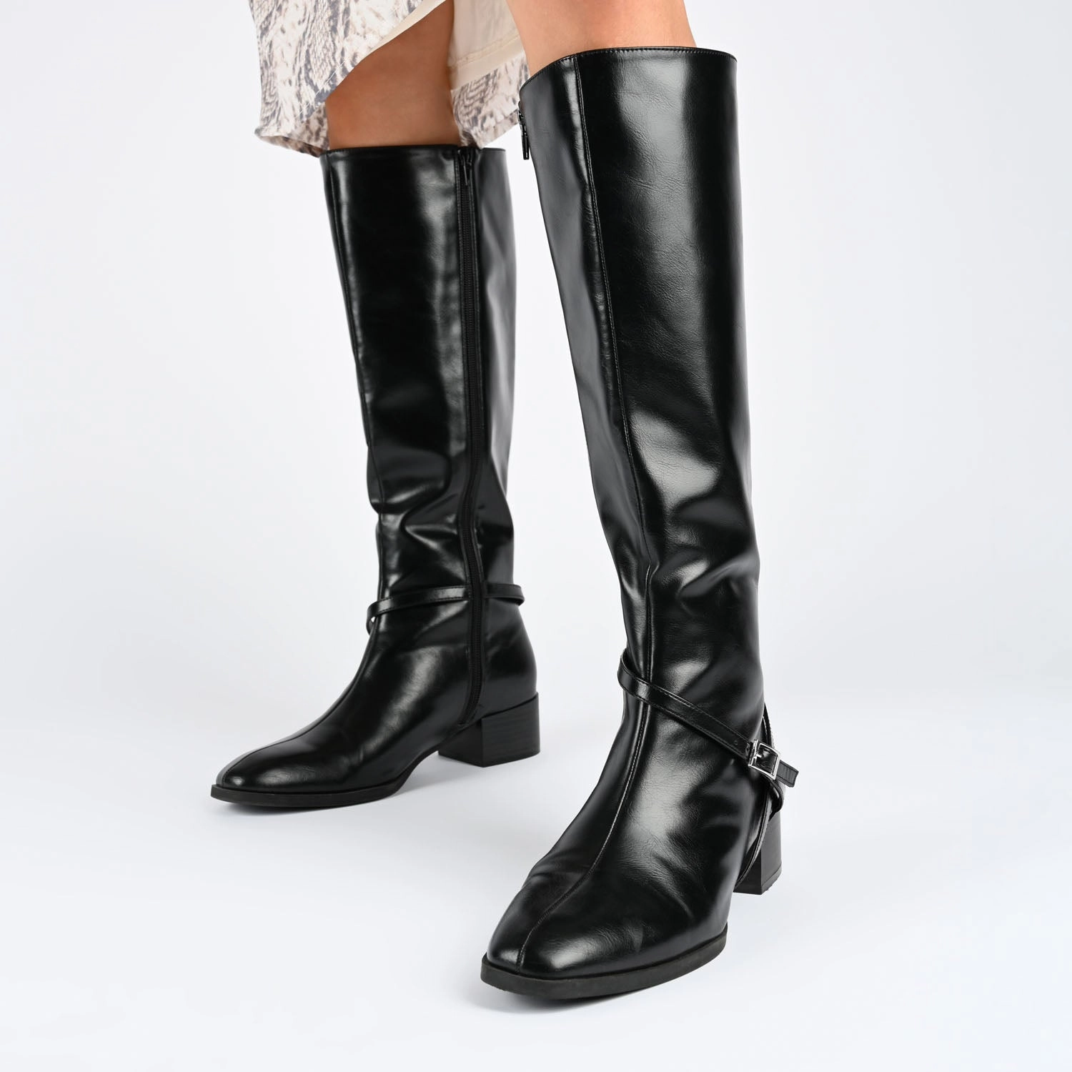 Knee High Fur Heel Boots RHIANAH KNEE HIGH BOOTS IN VEGAN LEATHER