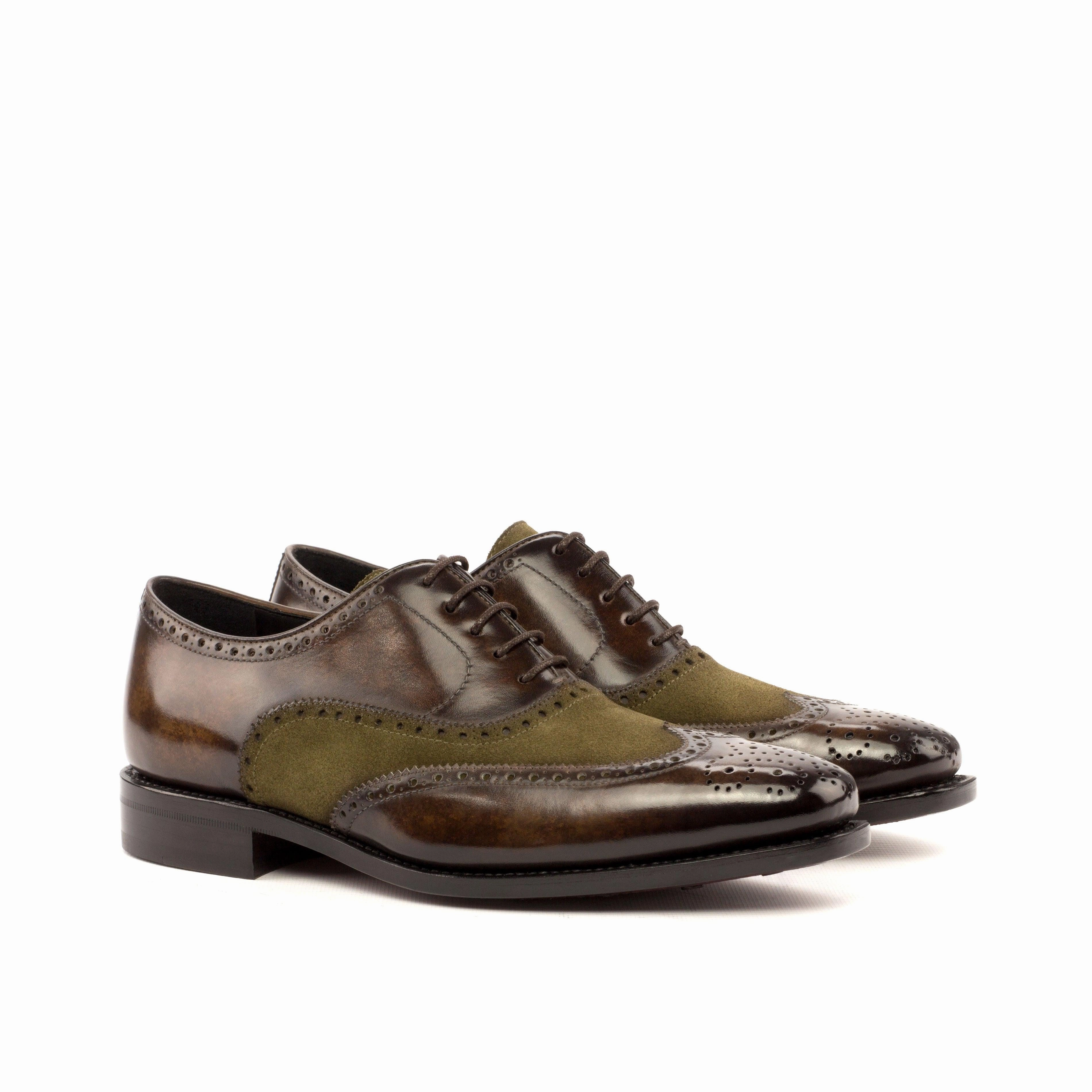 Tom Ford Brogues khaki Suede & Brown marbled Patina Brogue