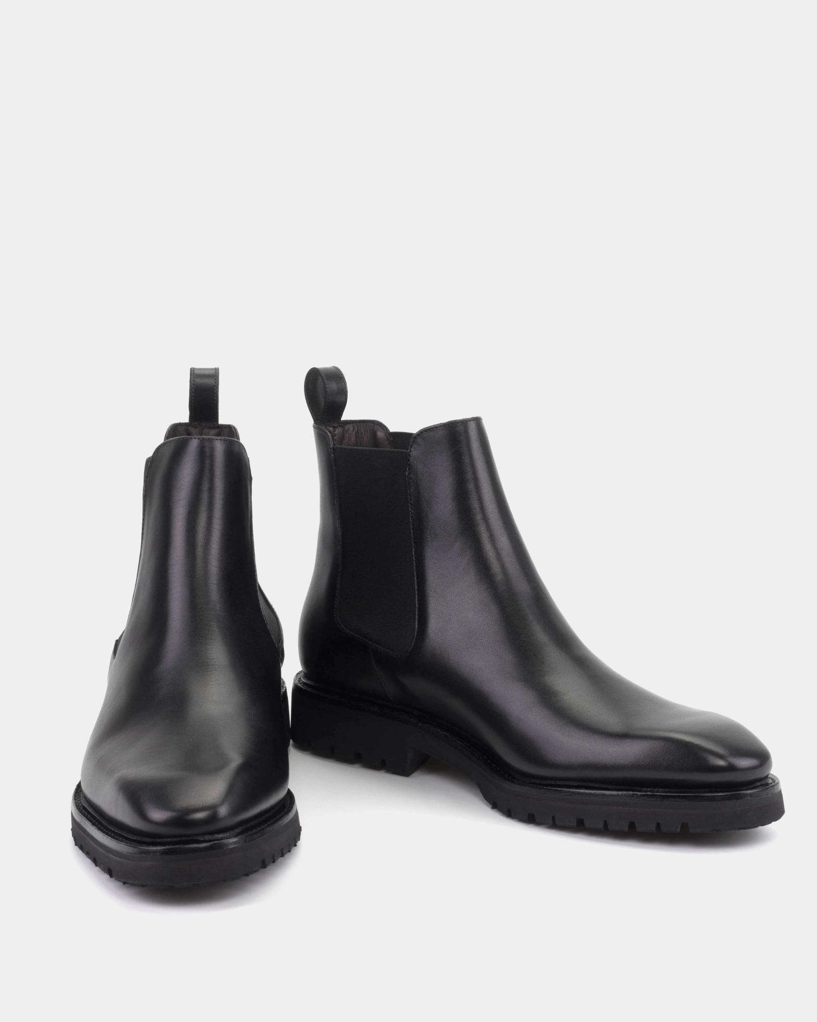 Outlet - Black Calf Chelsea Commando Buckled Chelsea Boots