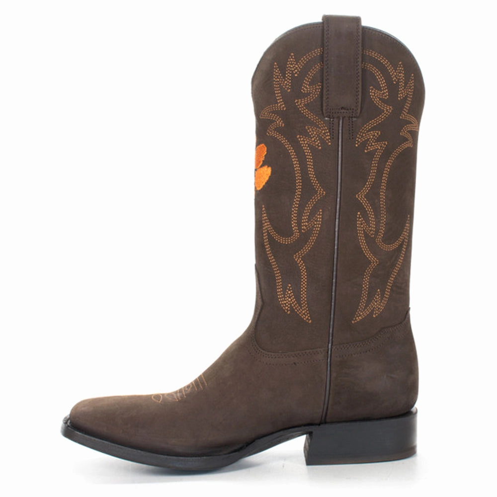 Clemson University Embroidered Square Toe Pull On Cowboy Boots Red Wing Boots