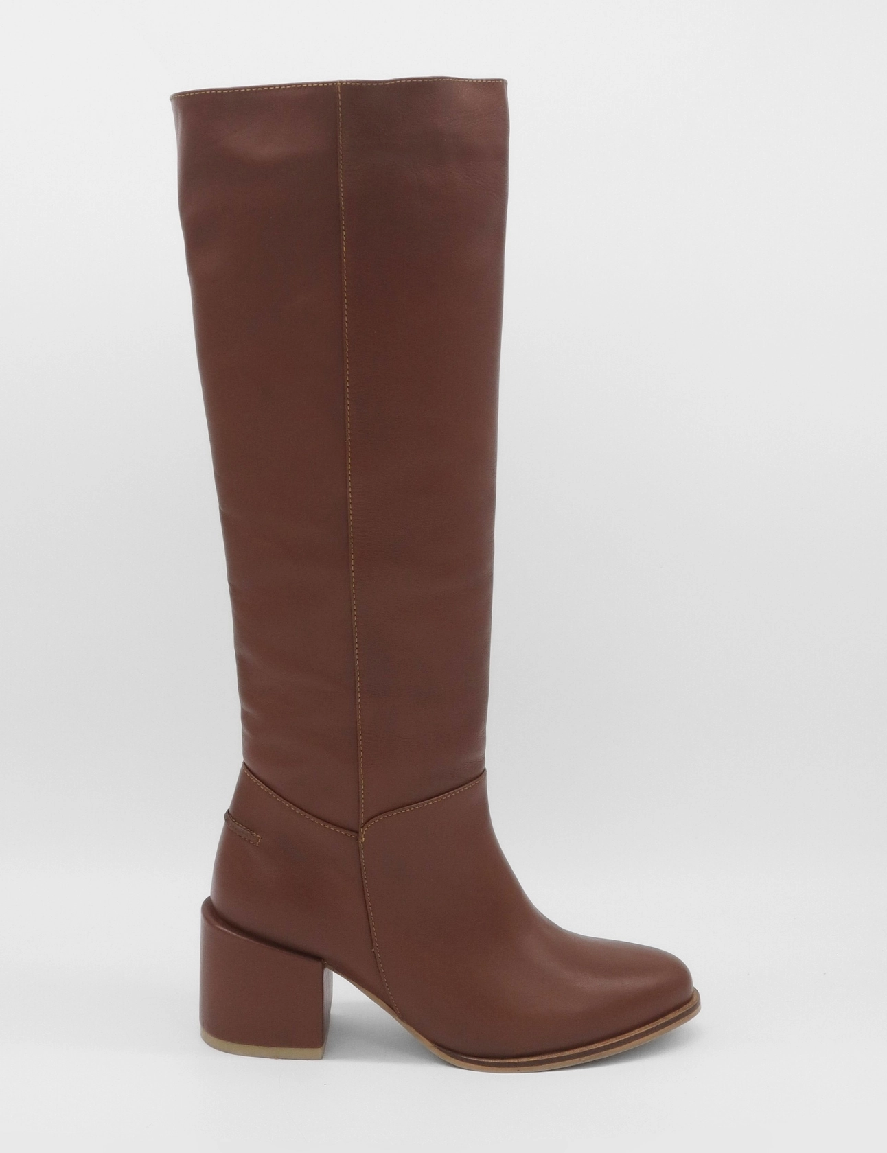 Cleo knee-high block heel boots in brown leather women's shoes Knee High Boots Slim Calves