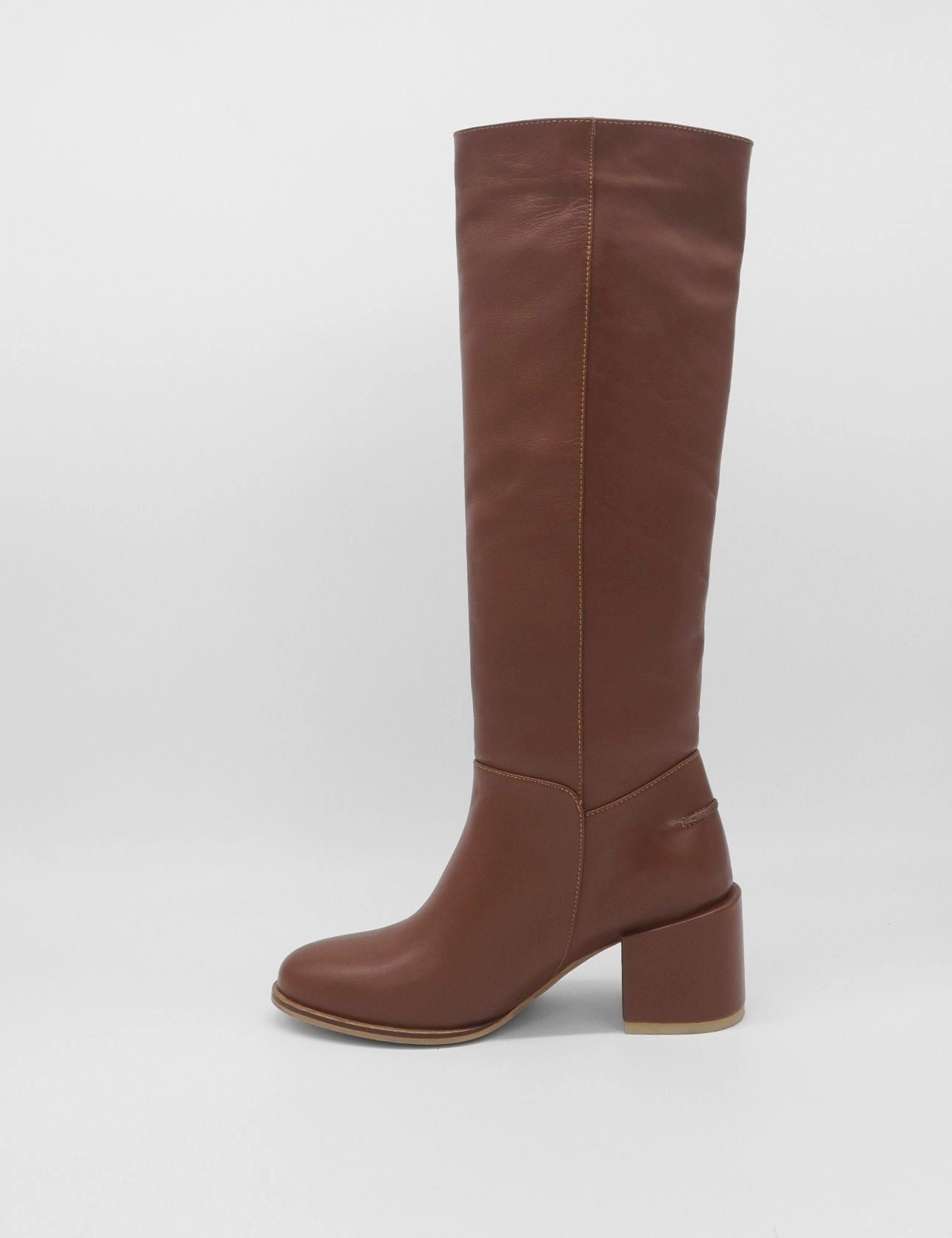 Cleo knee-high block heel boots in brown leather women's shoes Fleece Lined Knee High Boots