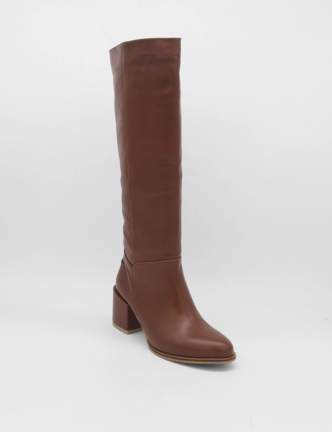 Converse Knee High Boots Cleo knee-high block heel boots in brown leather women's shoes