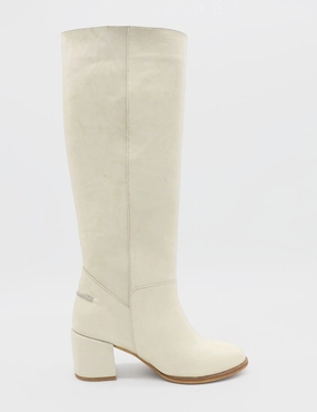 Boot Barn Knee High Boots Cleo knee-high block heel boots in ivory leather women's shoes