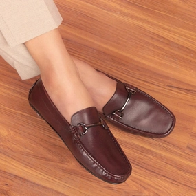The Cecomf Brown Men's Leather Driving Loafers Tresmode Sale