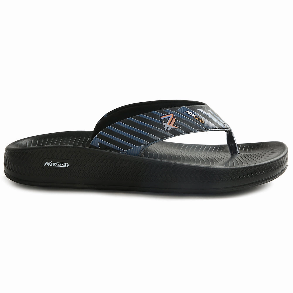 Leap7x Black Casual Flip Flop For Men NITWALK-1 By Liberty Flip Flops With Arch Support Wide Width