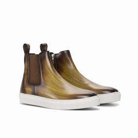 Shoe Zone Chelsea Boots Cognac Regular Patina Chelsea Sneaker Boots