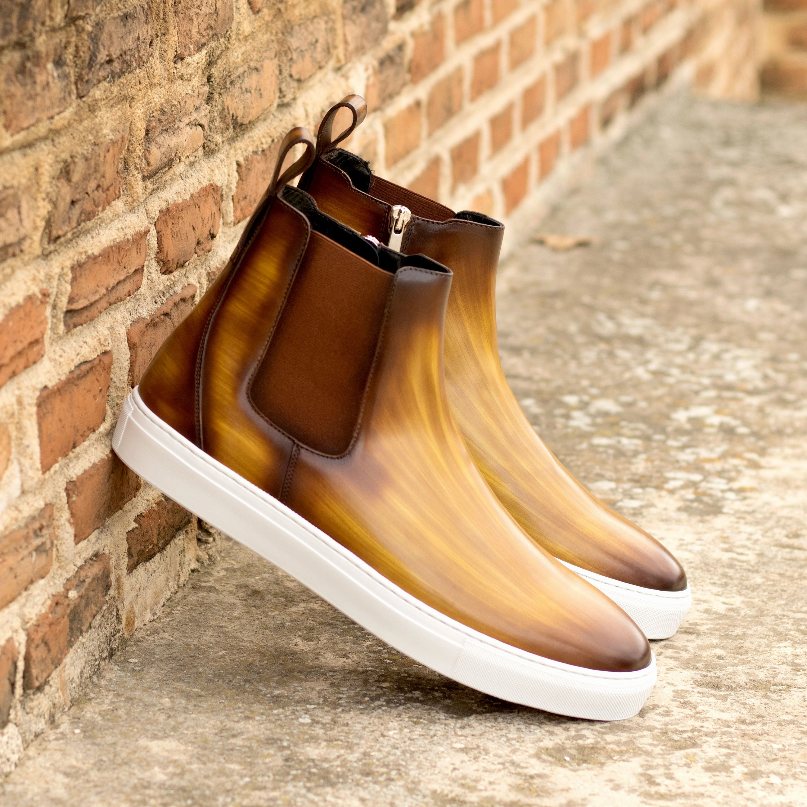 Magdalena Heeled Chelsea Boots Cognac Regular Patina Chelsea Sneaker Boots