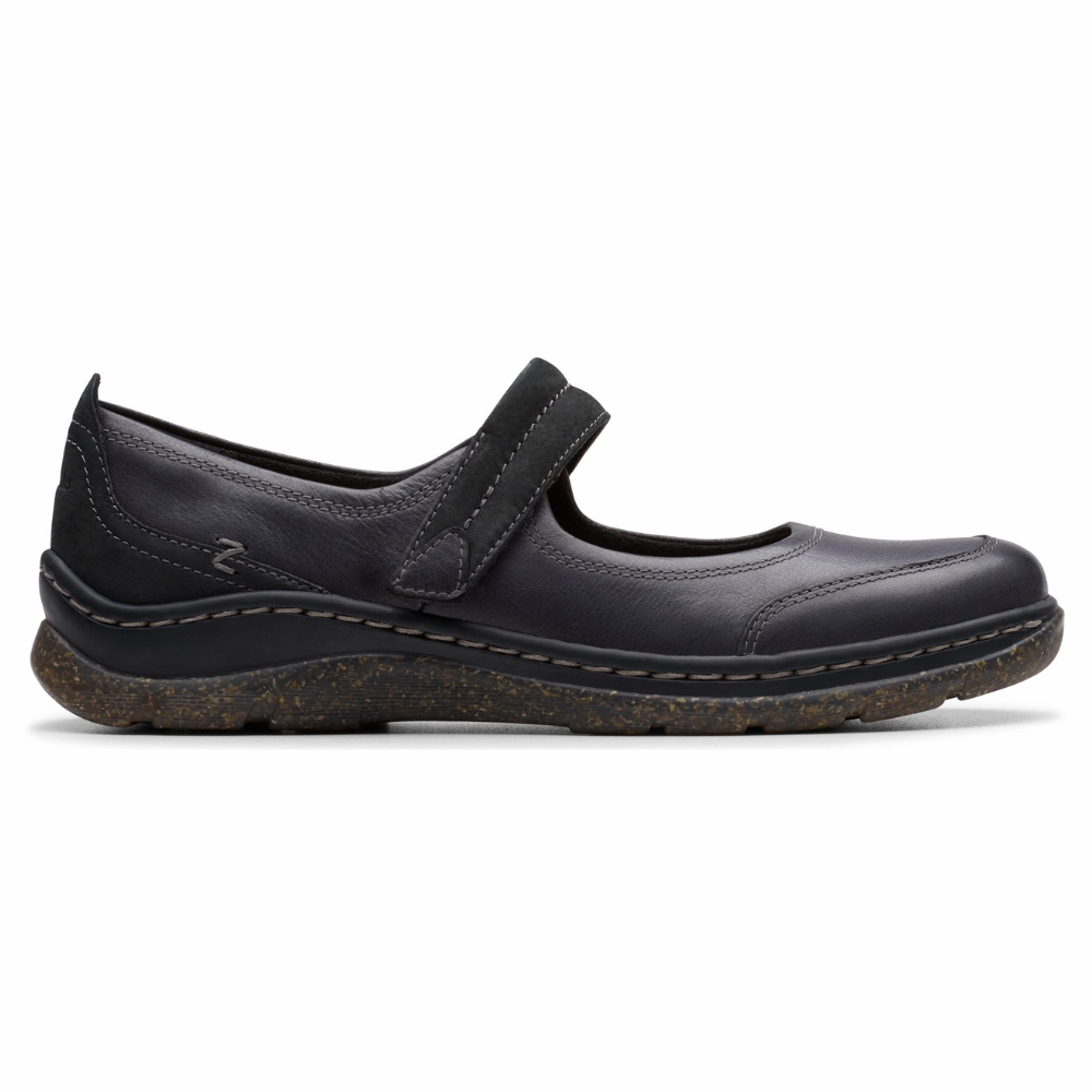 Clarks Orlene Jane Black Leather Shoe (Women's) Clogs Open Back