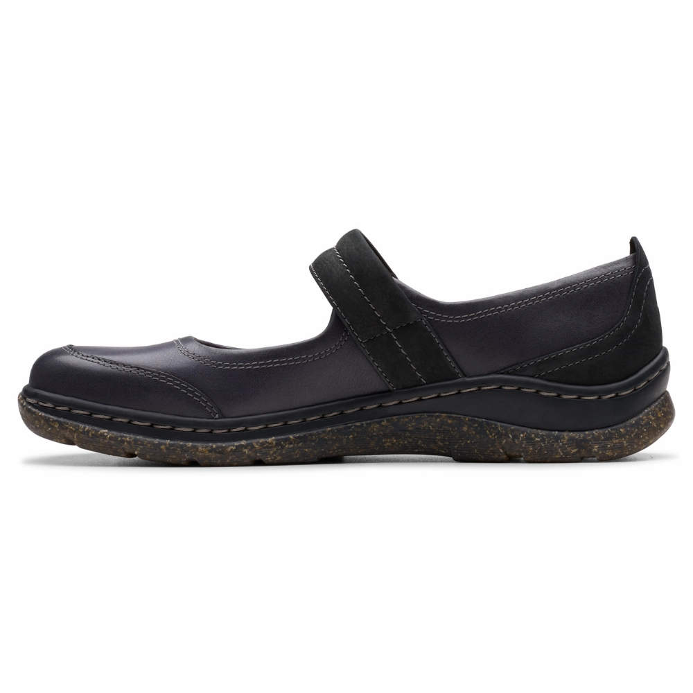 Clarks Orlene Jane Black Leather Shoe (Women's) Cuddle Clogs