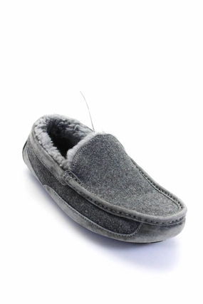 Loafers Fall 2024 Ugg Men's Round Toe Faux Fur Flat  Loafers Gray