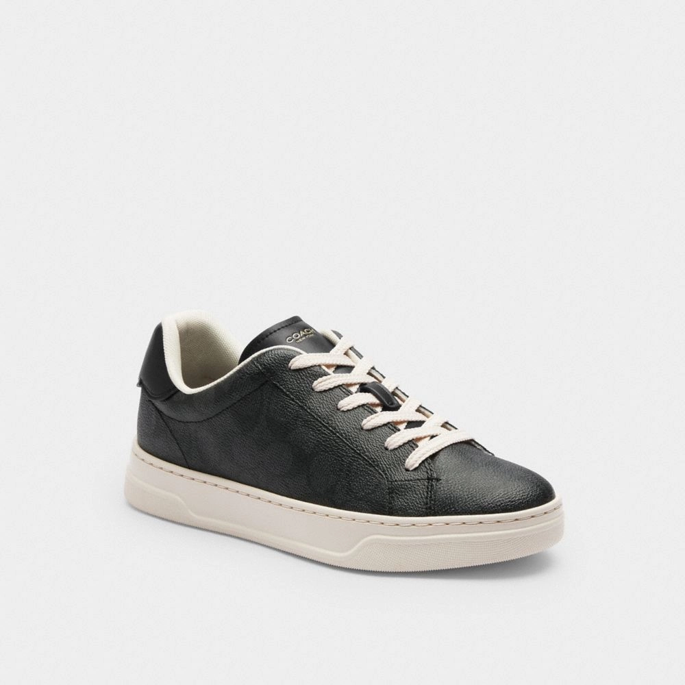 Coach High Line Sneaker In Signature Canvas Charcoal Black Best Rated Trail Running Shoe