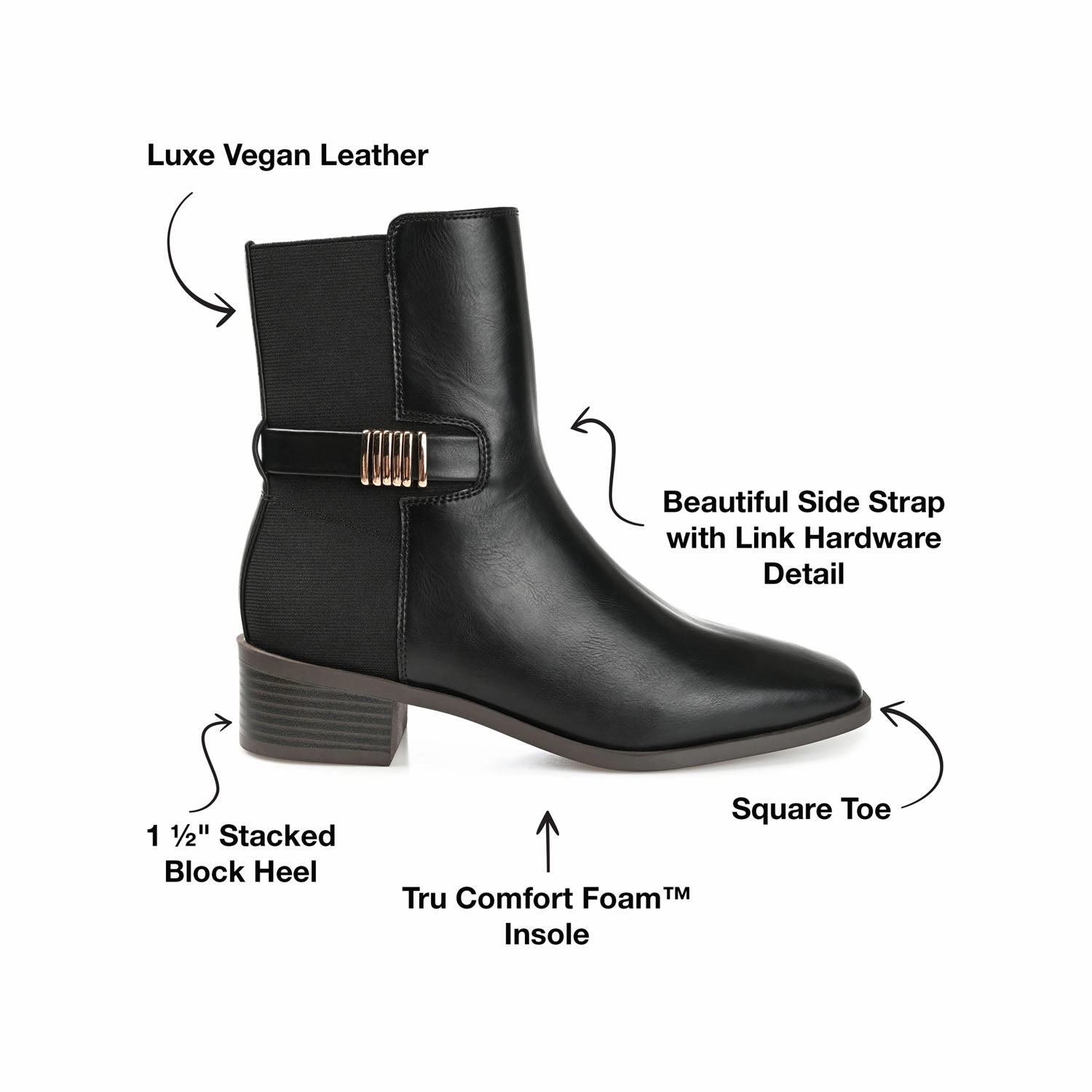 Bex 2976 Chelsea AUBRIE SQUARE TOE BOOTIES IN VEGAN LEATHER