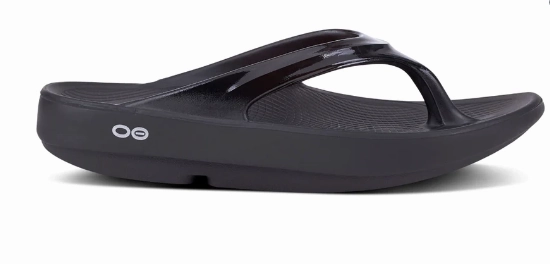 OOFOS 1401 OOLALA  - BLACK Flip Flops With Small Wedge