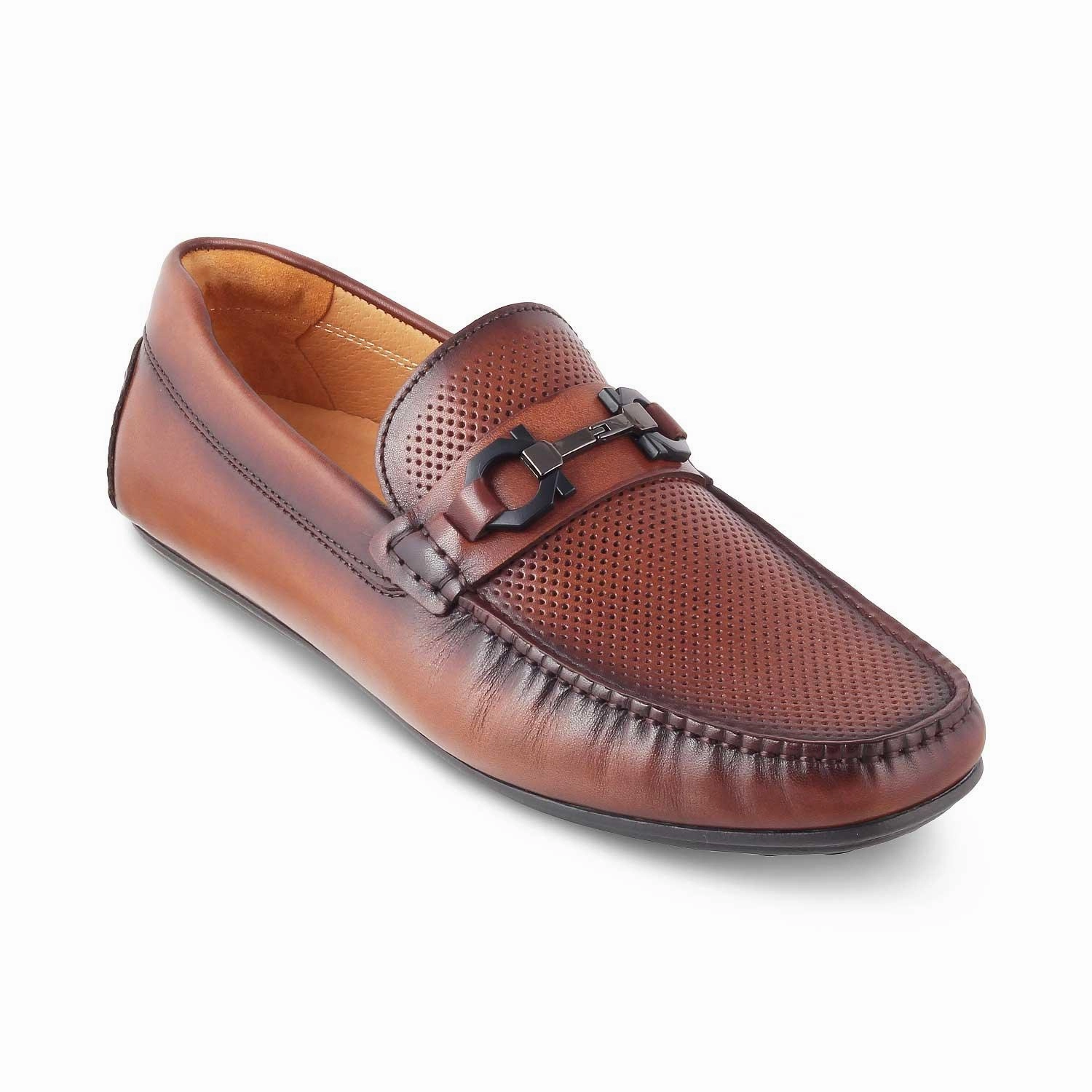 The Roma Brown Men's Leather Driving Loafers Tresmode Yacht Loafers