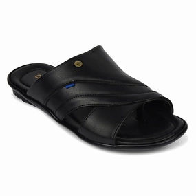 Coolers Black Casual Flat Sandal For Men SENTOS-1 By Liberty Sandals With Wedge