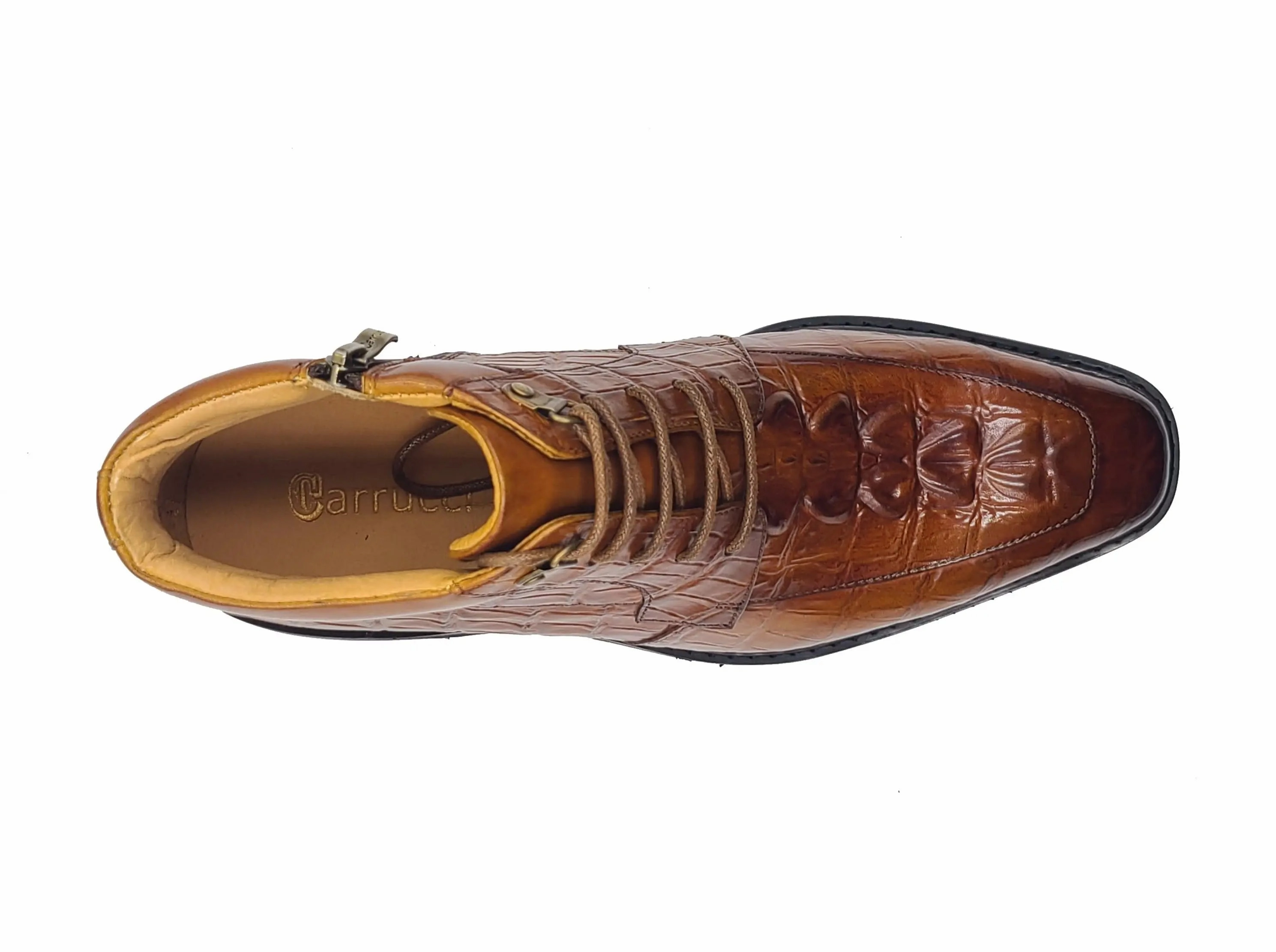 Over The Knee Suede Boots Flat Men's Lace-up Boots Alligator Embossed