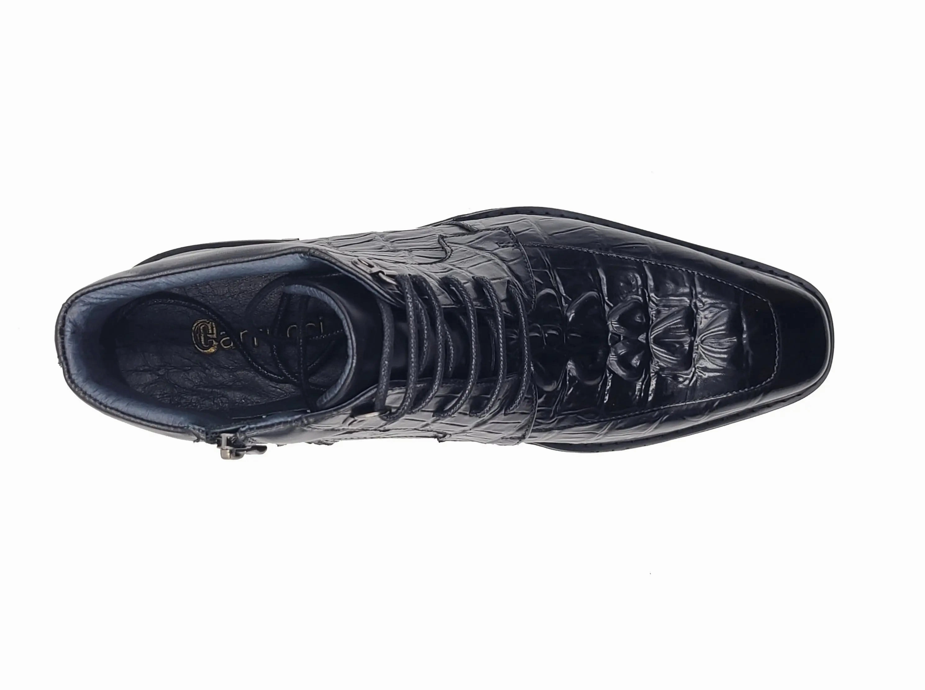 Men's Lace-up Boots Alligator Embossed Thigh High Boots No Heel