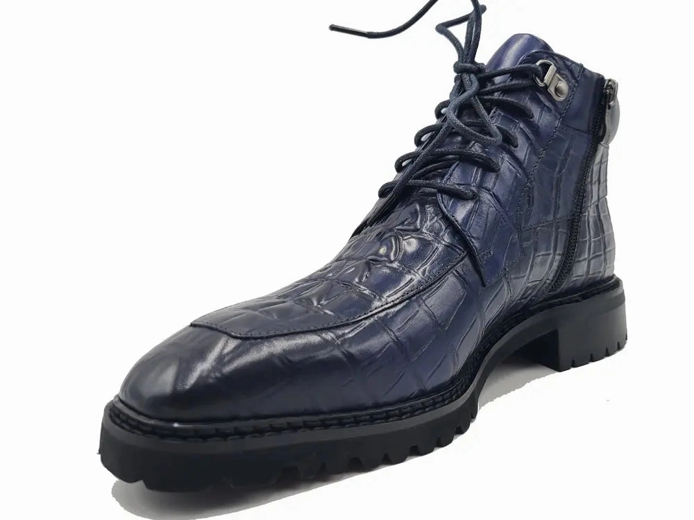 Cowboy Dress Boots Men's Lace-up Boots Alligator Embossed